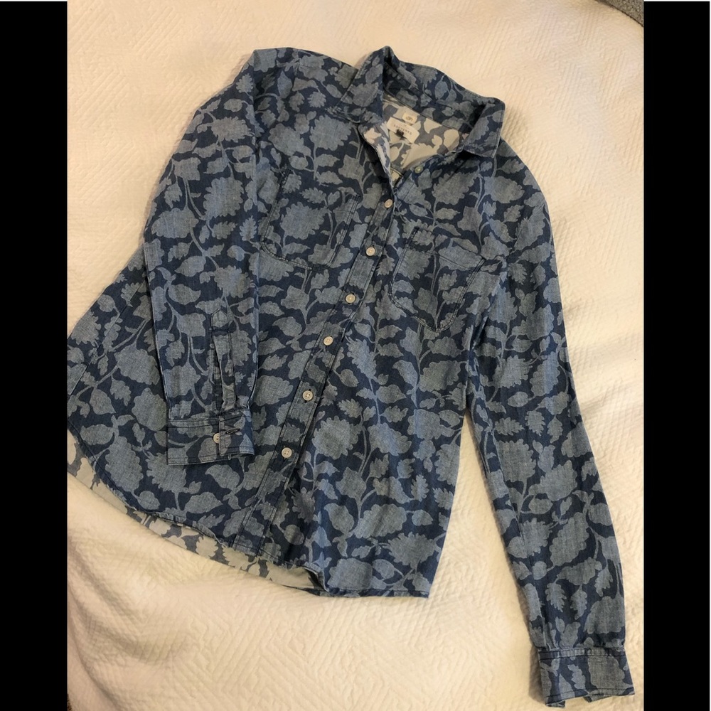LOFT floral denim shirt